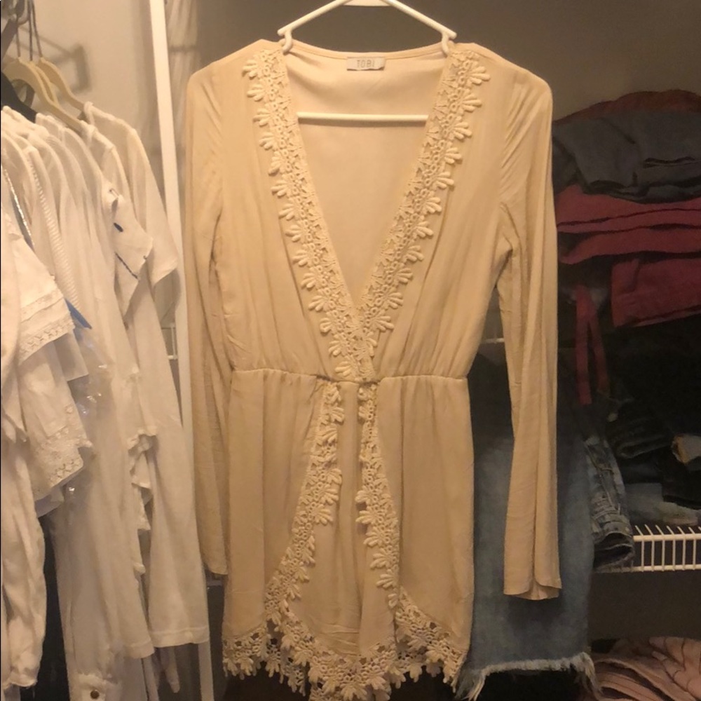 Tan romper with lace